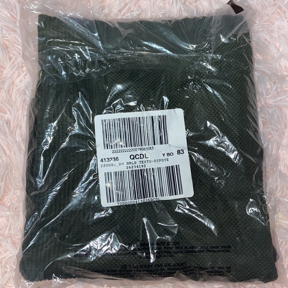 PINK SEAMLESS HIGH WAIST FULL LENGTH TEXTURED RIB TIGHT Vintage Green SZ L - Picture 5 of 5